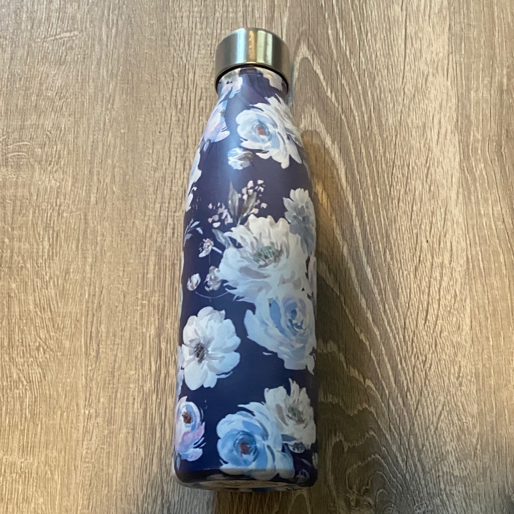 Floral Blue Insulated Metal Water Bottle